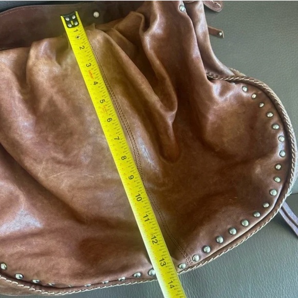 Large Rustic Sundance Studded Brown Leather Bag - Picture 10 of 12